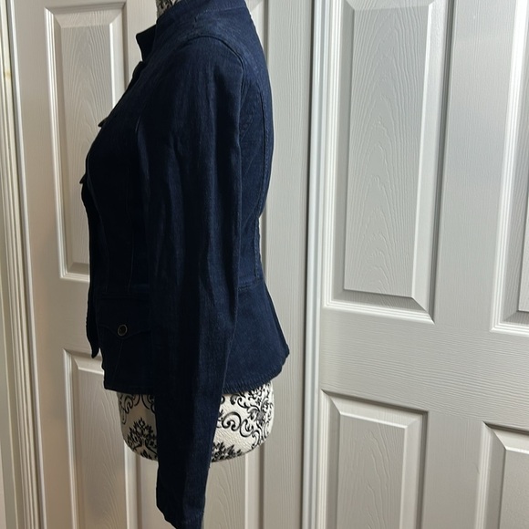 White House Black Market Dark Denim Lightweight
Button Down Military Style 2 - Picture 2 of 7